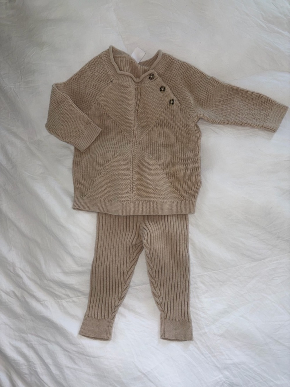 Nordstrom Beige Knit Baby Matching Set